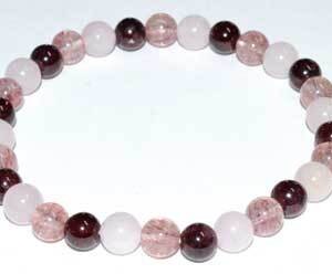 6mm Rose Qtz, Strawberry Qtz & Garnet bracelet