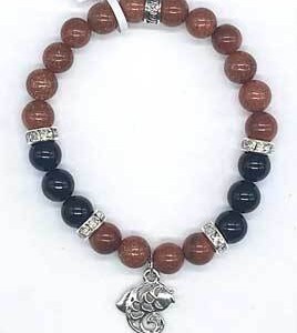 8mm Gold Sandstone, Black Agate, Fish bracelet