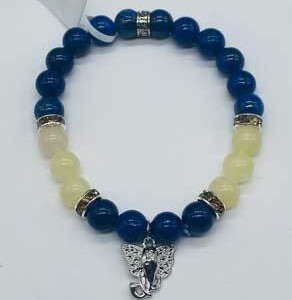 8mm Lapis, Honey Jade, Ganesha bracelet