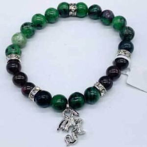 8mm Ruby Zoisite, Garnet, Dragon bracelet