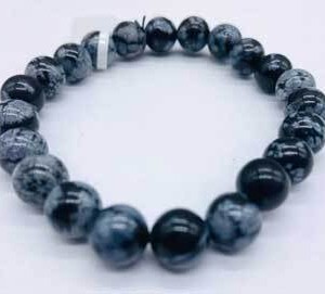 8mm Obsidian, Snowflake bracelet