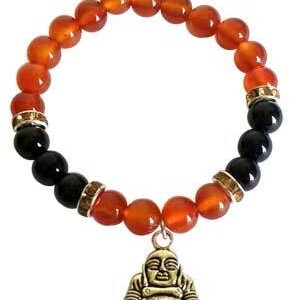 8mm Carnelian/ Black Onyx with Buddha