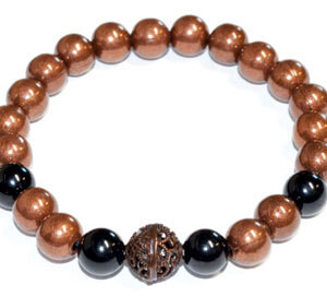 8mm Copper with asst stone bracelet