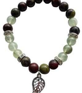 8mm Dragon Bloodstone/ Prehnite Leaf