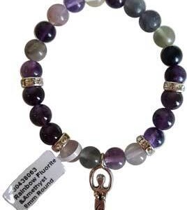 8mm Fluorite/ Amethyst Stone with Goddess