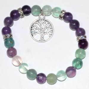 8mm Fluorite & Amethyst/ Tree of Life