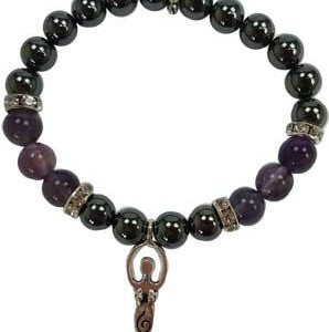 8mm Hematite (man-made)/ Amethyst with Goddess