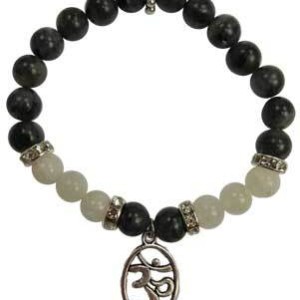 8mm Labradorite/ Rainbow Moonstone with Om