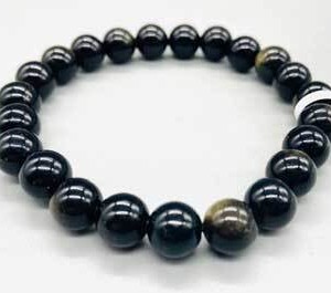 8mm Obsidian, Goldsheen bracelet