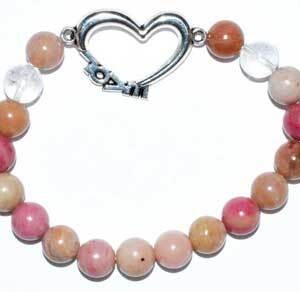 8mm Rhodonite/ Quartz with Heart