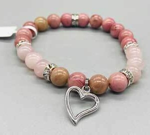 8mm Rhodonite/ Rose Quartz with Heart