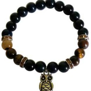 8mm Blue & Yellow Tiger Eye with Owl