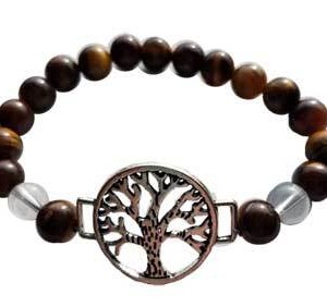 8mm Tiger Eye/ Quartz with Tree of Life