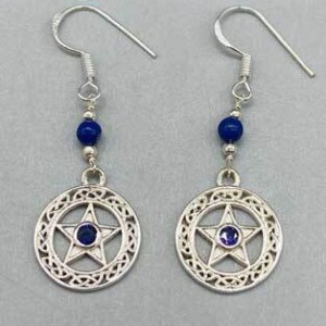 16mm Lapis Pentagram earrings
