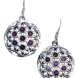 22mm Flower of Life amethyst earrings