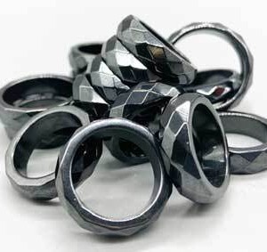 (set of 50) Faceted Hematite magnetic rings