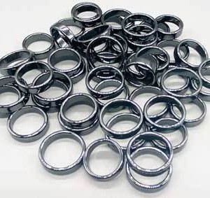 (set of 50) Flat Hematite rings