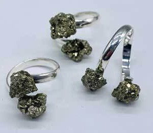 (set of 3) adjustable Pyrite rings