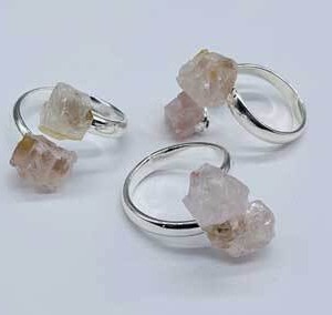 (set of 3) adjustable Rose Quartz rings