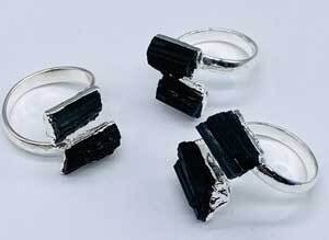 (set of 3) adjustable Tourmaline, Black rings