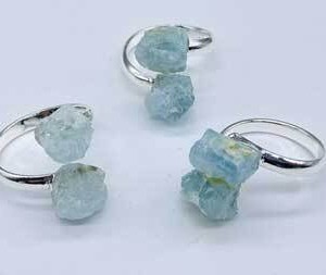 (set of 3) adjustable Aquamarine rings
