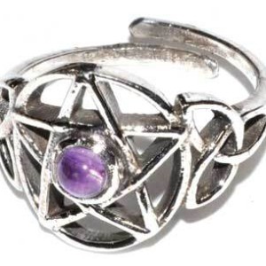 Pentacle amethyst adjustable ring