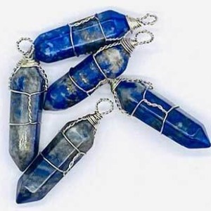 (set of 5) Lapis wire wrapped point