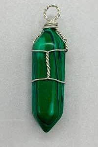(set of 5) wire wrapped Malachite (Synthetic) point