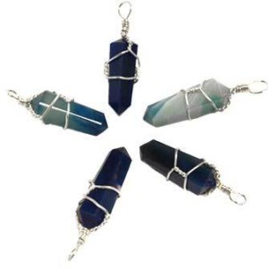 (set of 5) Blue Onyx wire wrapped point