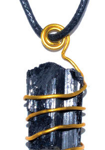 Black Tourmaline wire wrapped pendant
