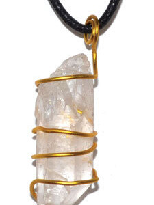 Quartz wire wrapped pendant