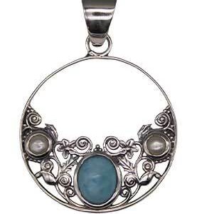Fresh Water Pearl & Larimar pendant
