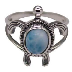 size 9 Larimar Turtle ring