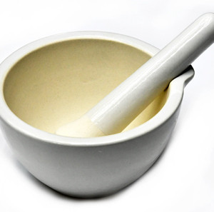 5" Mortar/Pestle white ceramic