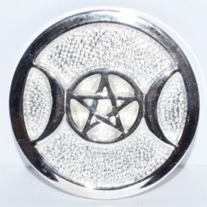 Silver Plated Brass Triple Moon altar tile 3 1/2"