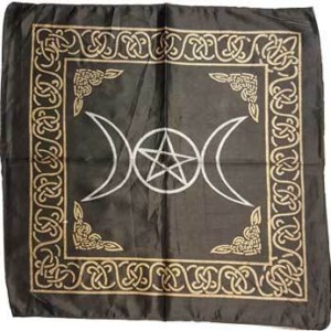 Black Triple Moon Pentagram altar cloth