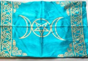 21" x 21" Turquoise Triple Moon altar cloth