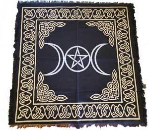 Triple Moon Pentagram altar cloth 24" x 24"
