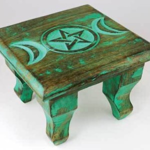 Antiqued Triple Moon altar table 6"