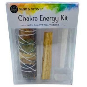 Chakra Energy kit (sage, Palo Santo, Selenite & Quartz)