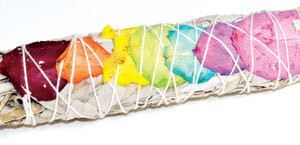 6 pk 7" White Sage 7 Chakra colors stick