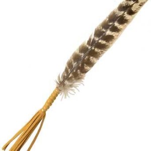 (set of 2) Leather Wrapped smudging feather 10"