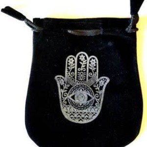 Hand of Compassion Velveteen Black Bag  5"