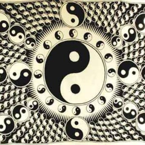 White and Black Yin Yang Tapestry 72" x 108"